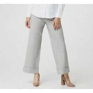 Martha Stewart Women's Regular Chino Wide-Leg Cuffed Pants Gray Size 0 A354315
